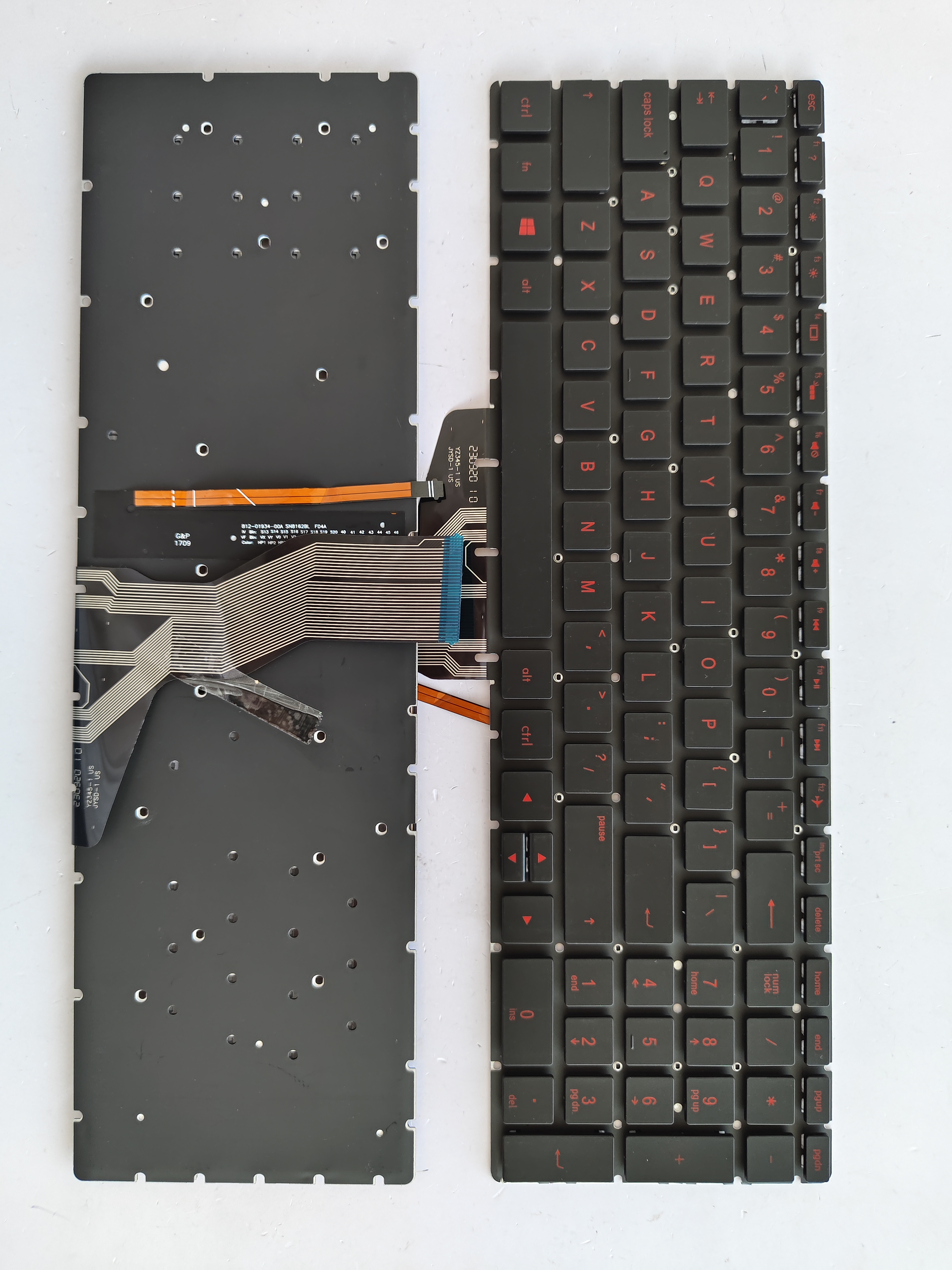 Picture of New Replacement Laptop Keyboard For HP 15-BS BLACK Backlit,Red Printing (OEM) US Layout